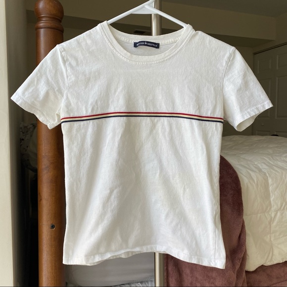 Brandy Melville Red White and Blue Striped T-Shirt - Picture 1 of 5